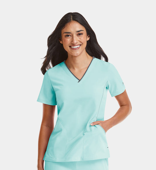 4510 Women’s Contrast V-Neck Top