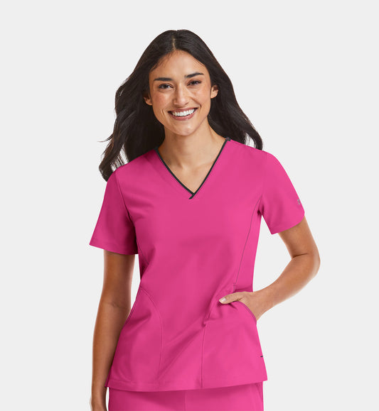 4510 Women’s Contrast V-Neck Top