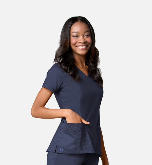 1302 Pintuck Mock Wrap Top