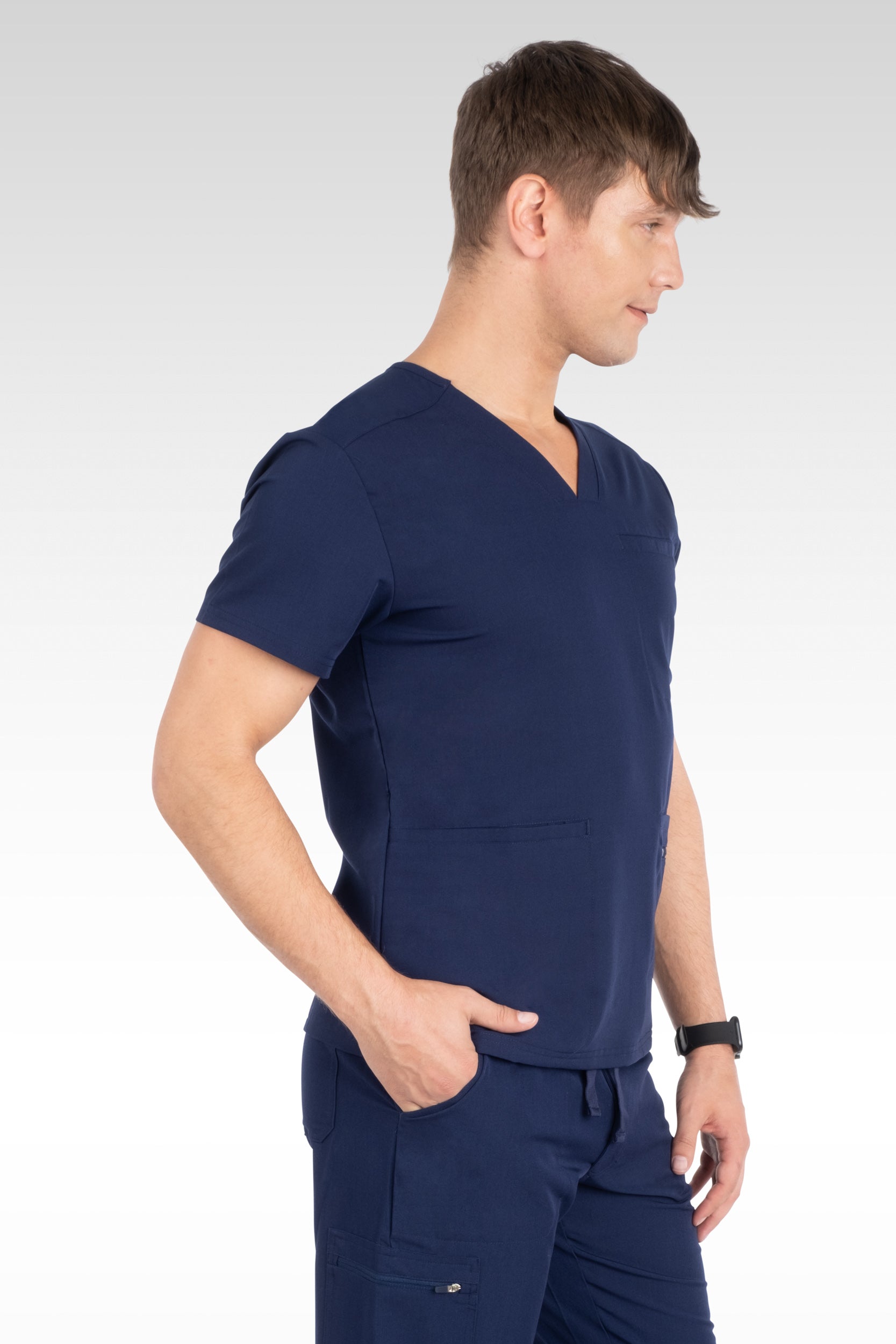 Clyde Mens V-Neck with Welt Pockets Top (15070)