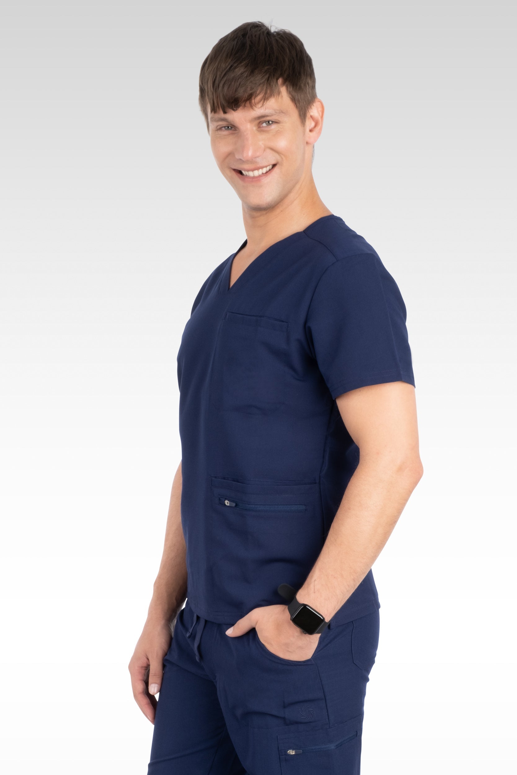 Clyde Mens V-Neck with Welt Pockets Top (15070)