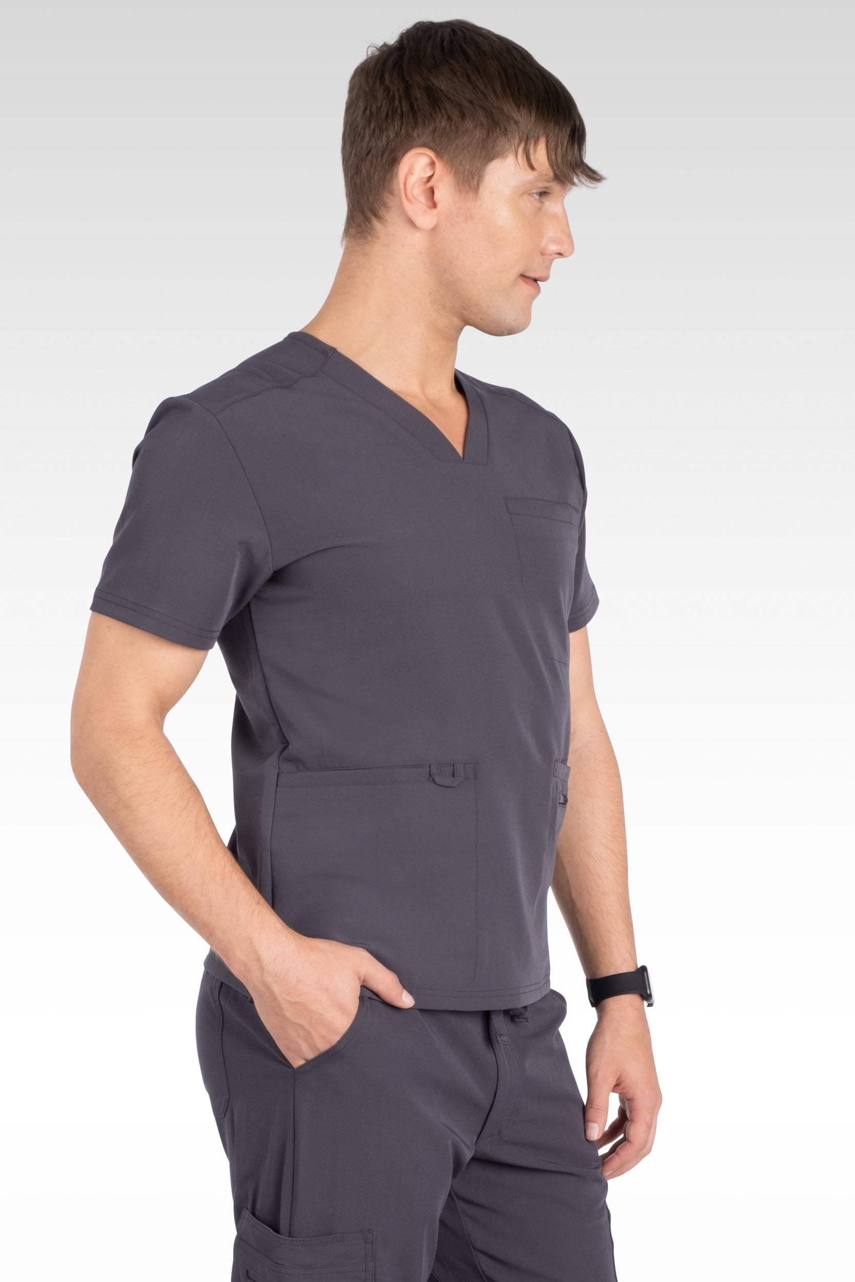 Clyde Mens V-Neck with Welt Pockets Top (15070)