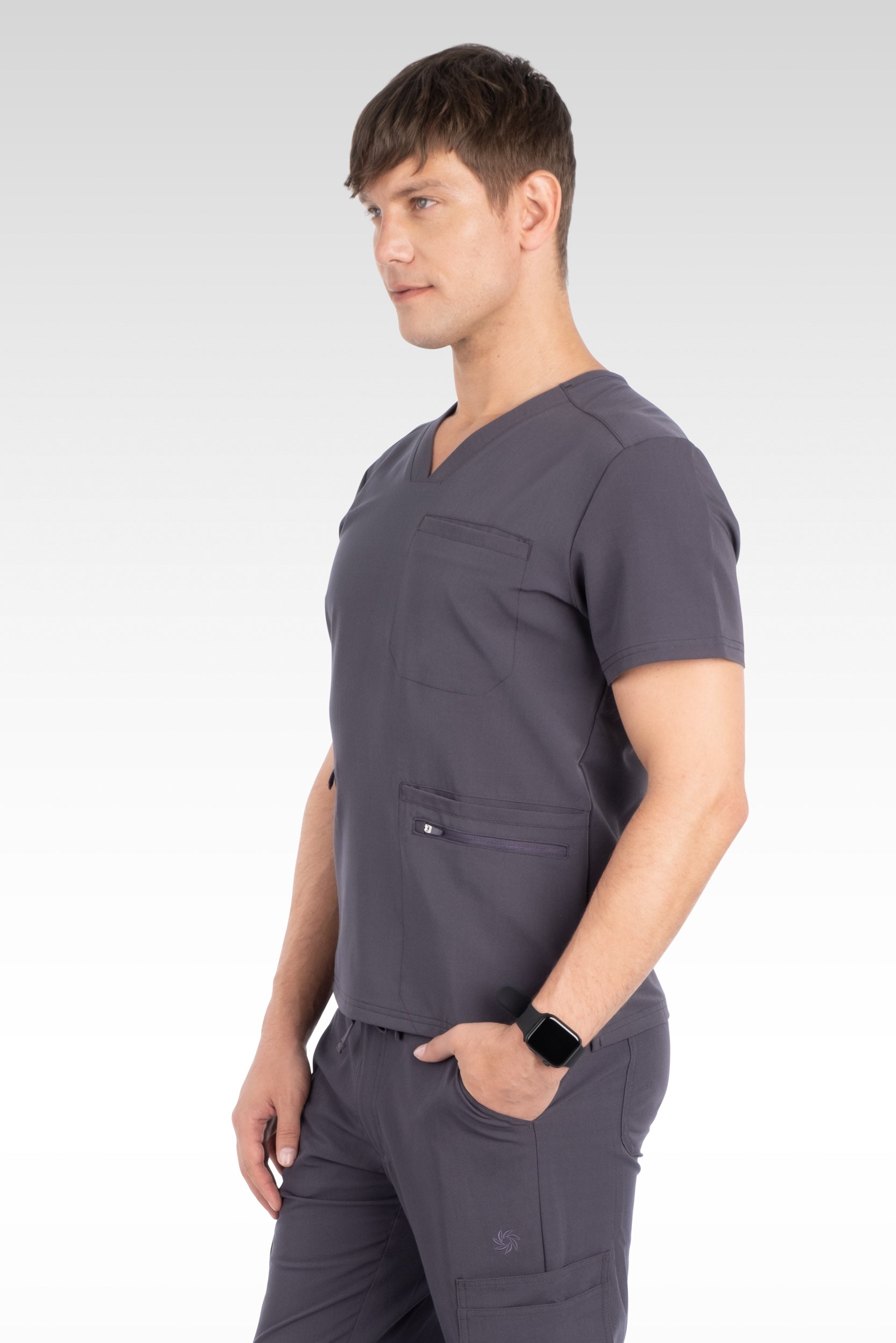 Clyde Mens V-Neck with Welt Pockets Top (15070)
