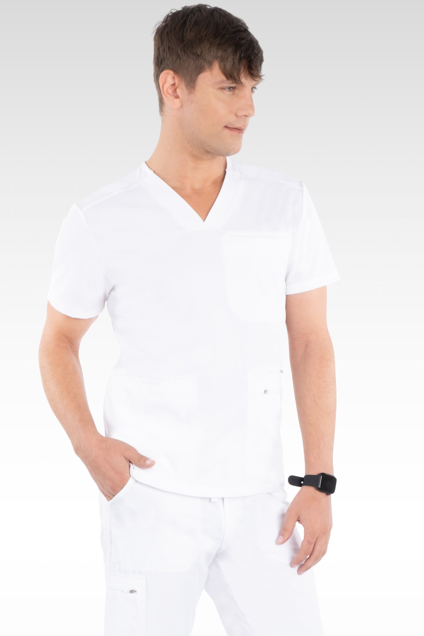 Clyde Mens V-Neck with Welt Pockets Top (15070)