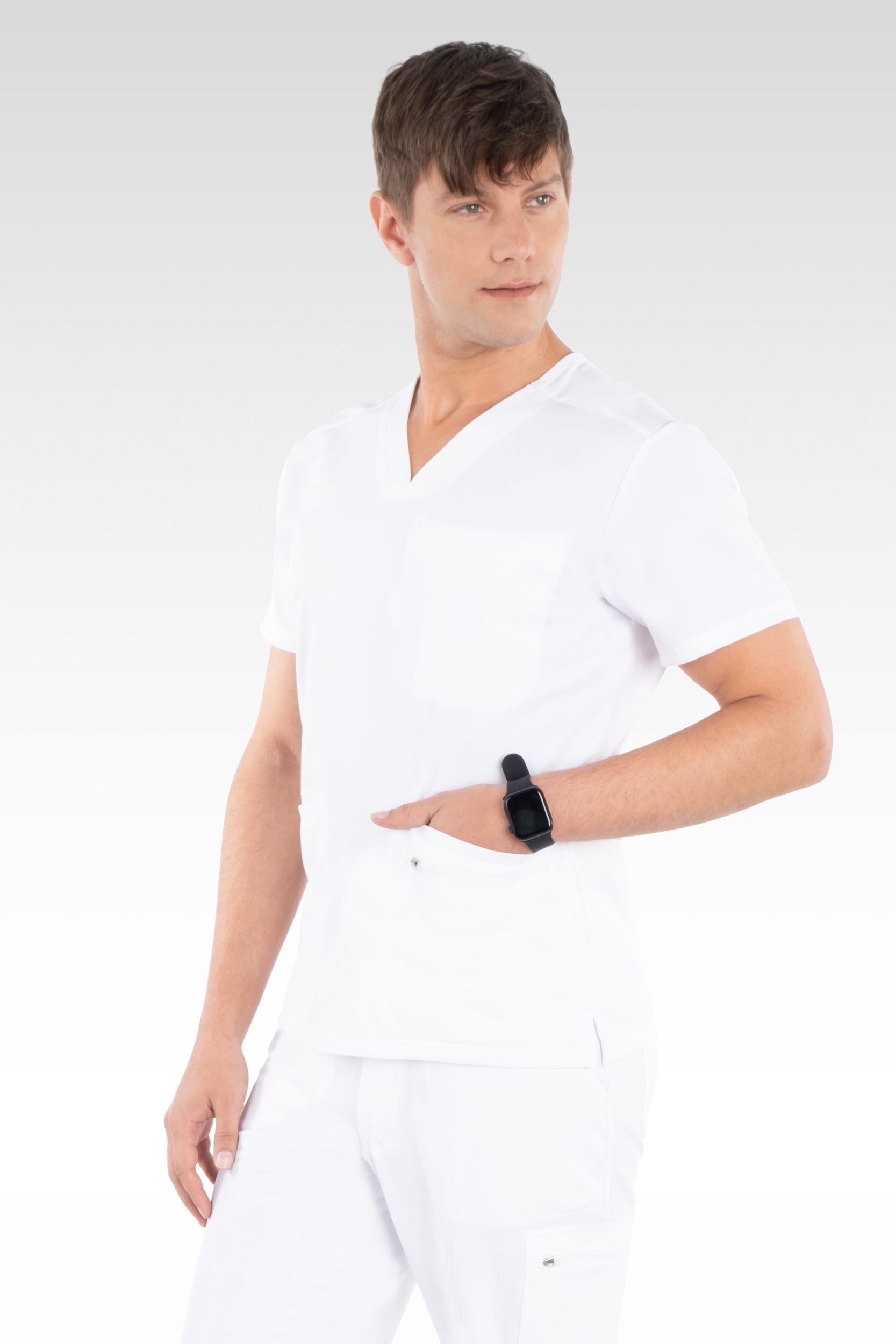 Clyde Mens V-Neck with Welt Pockets Top (15070)