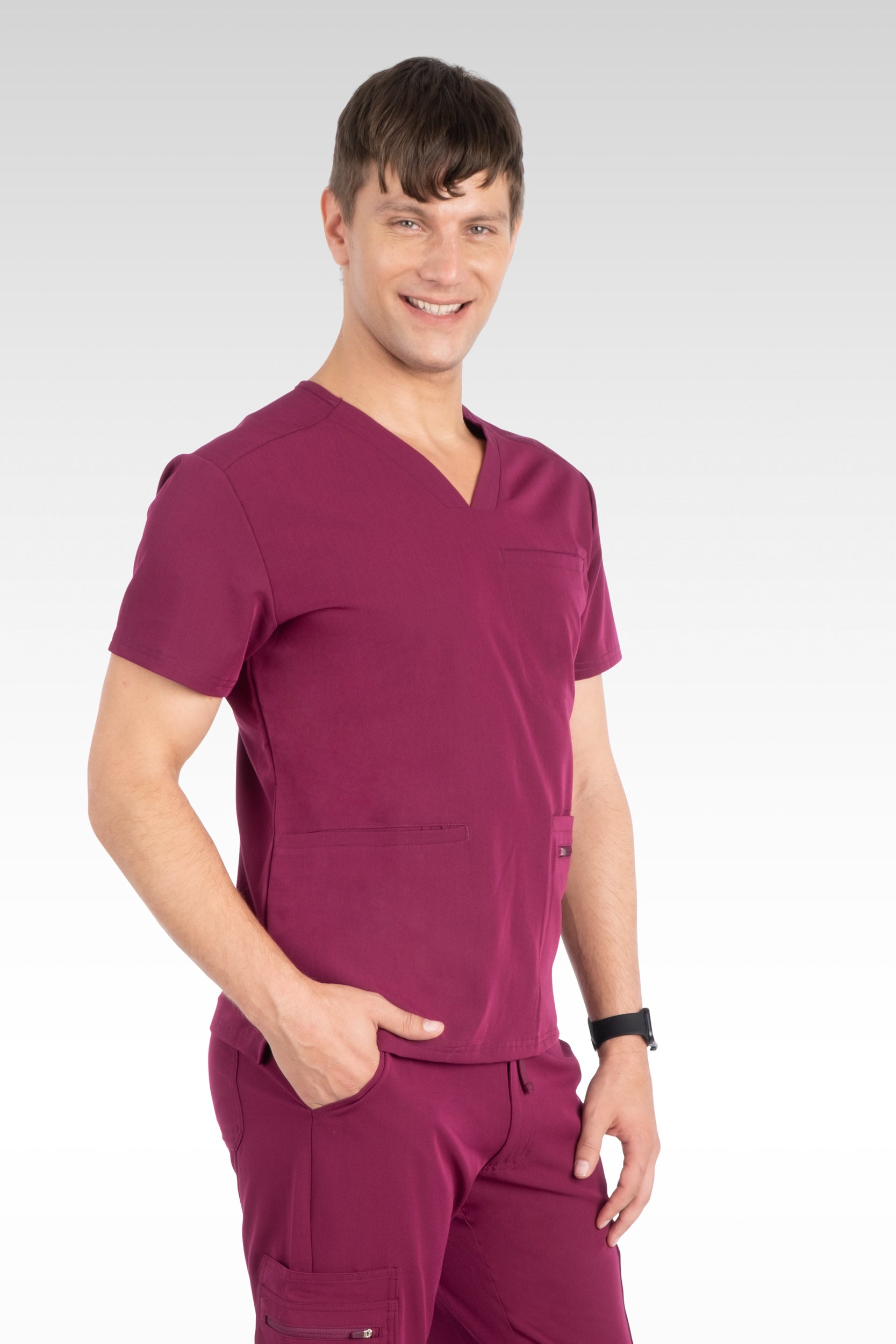 Clyde Mens V-Neck with Welt Pockets Top (15070)