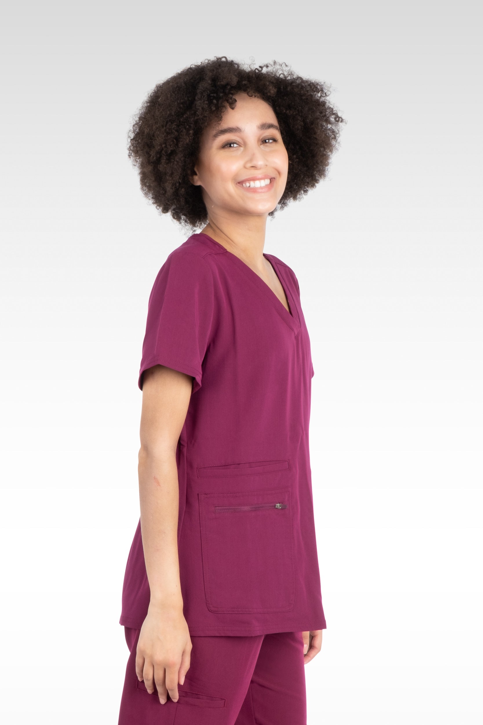 Nile Womens Top Rounded V-Neck with 4 Pockets (94002)