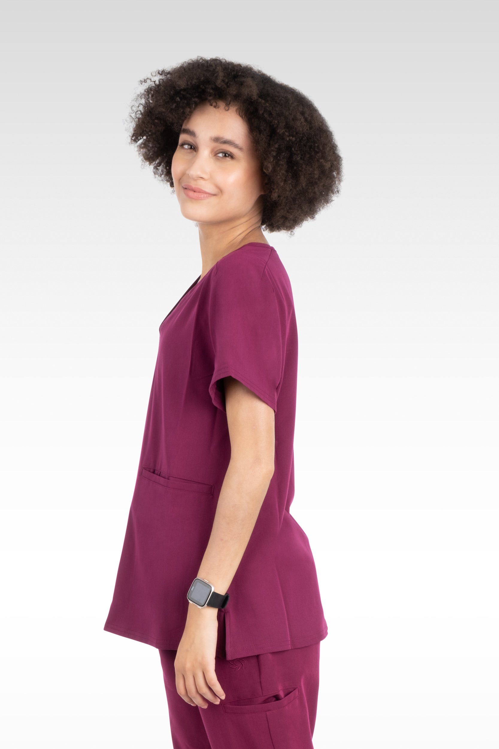 Nile Womens Top Rounded V-Neck with 4 Pockets (94002)