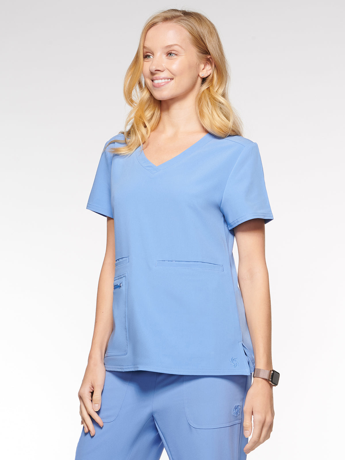 Nile Womens Top Rounded V-Neck with 4 Pockets (94002)