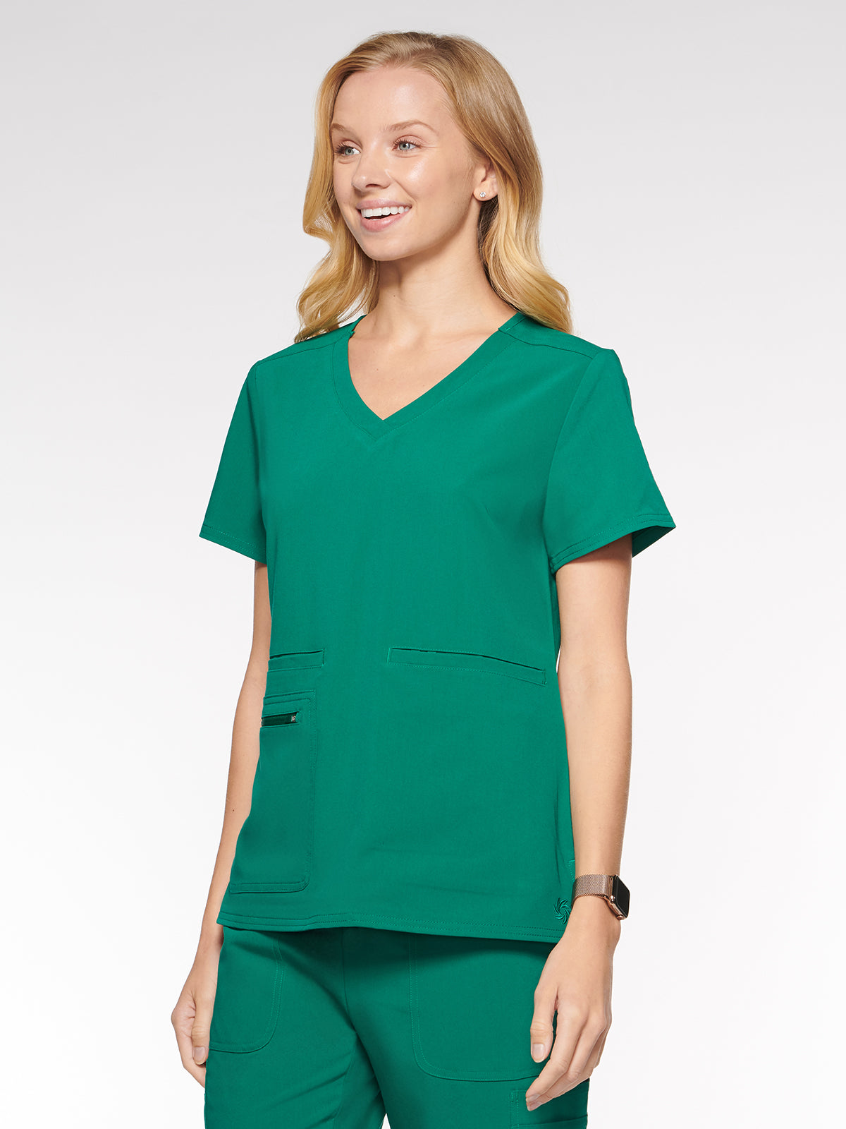 Nile Womens Top Rounded V-Neck with 4 Pockets (94002)