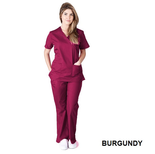 MM001 WOMENS MOCK WRAP SCRUB SET