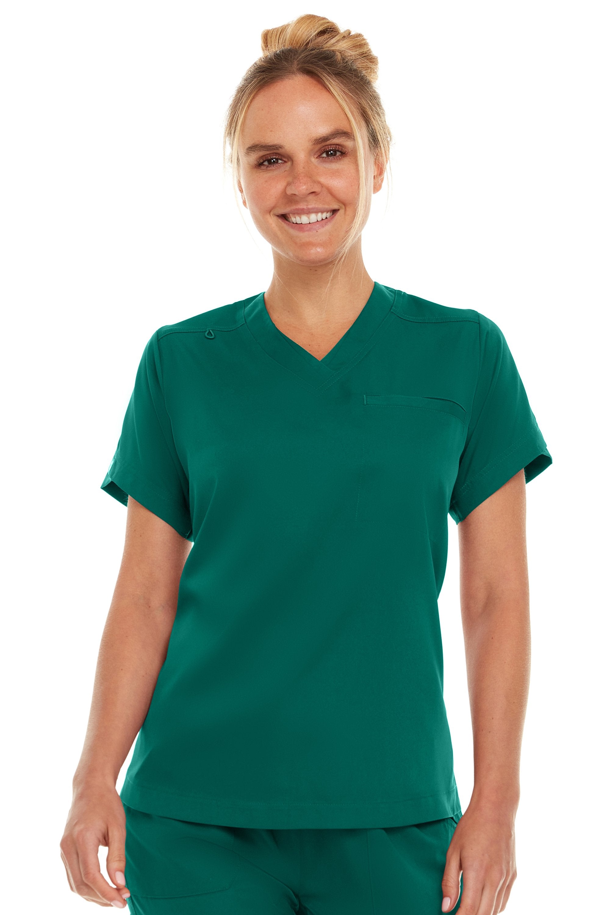 Kim - Medichic V neck Tuck in Top, Green, Classique Scrubs