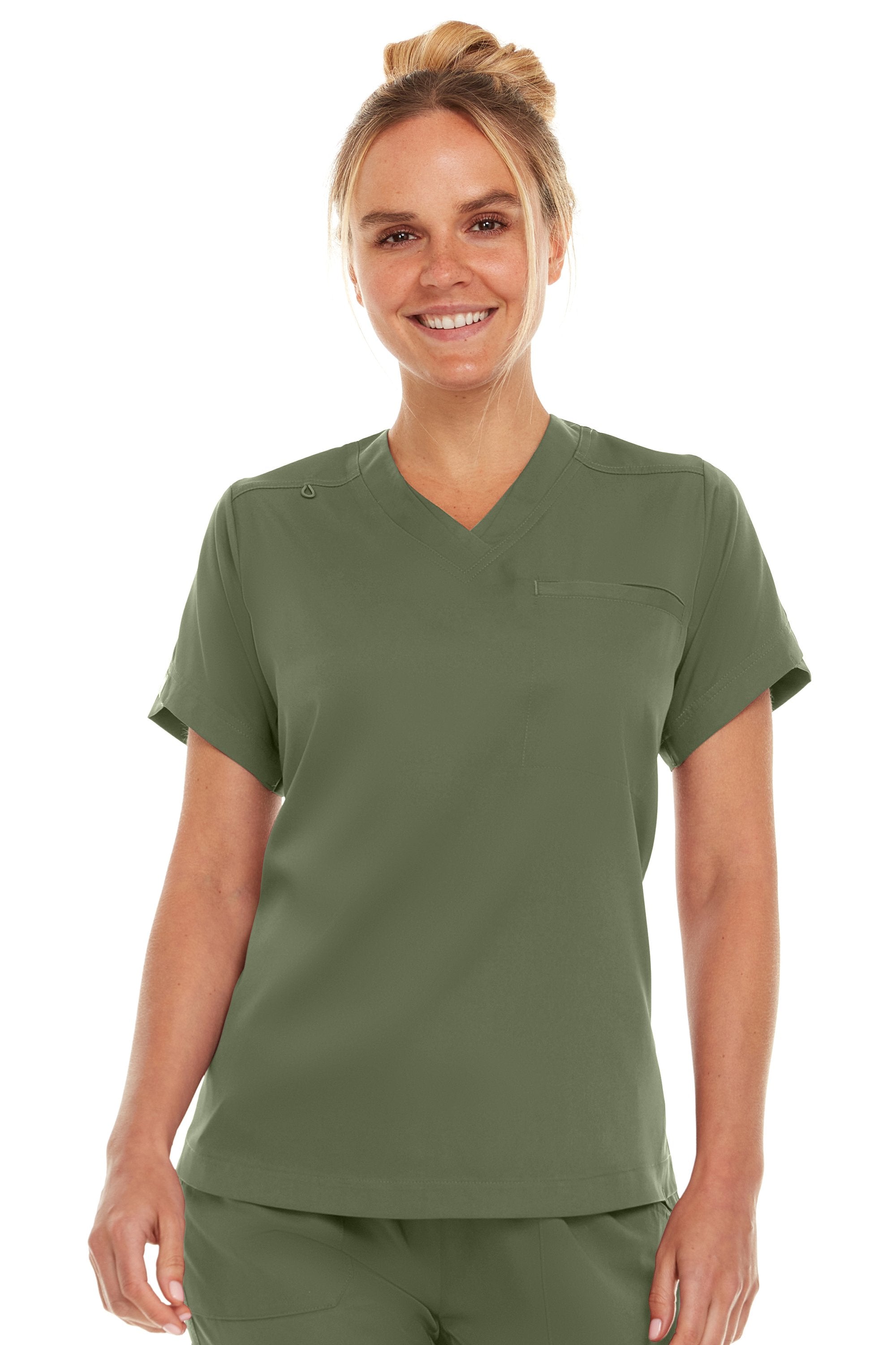 Kim - Medichic V neck Tuck in Top, Olive, Classique Scrubs