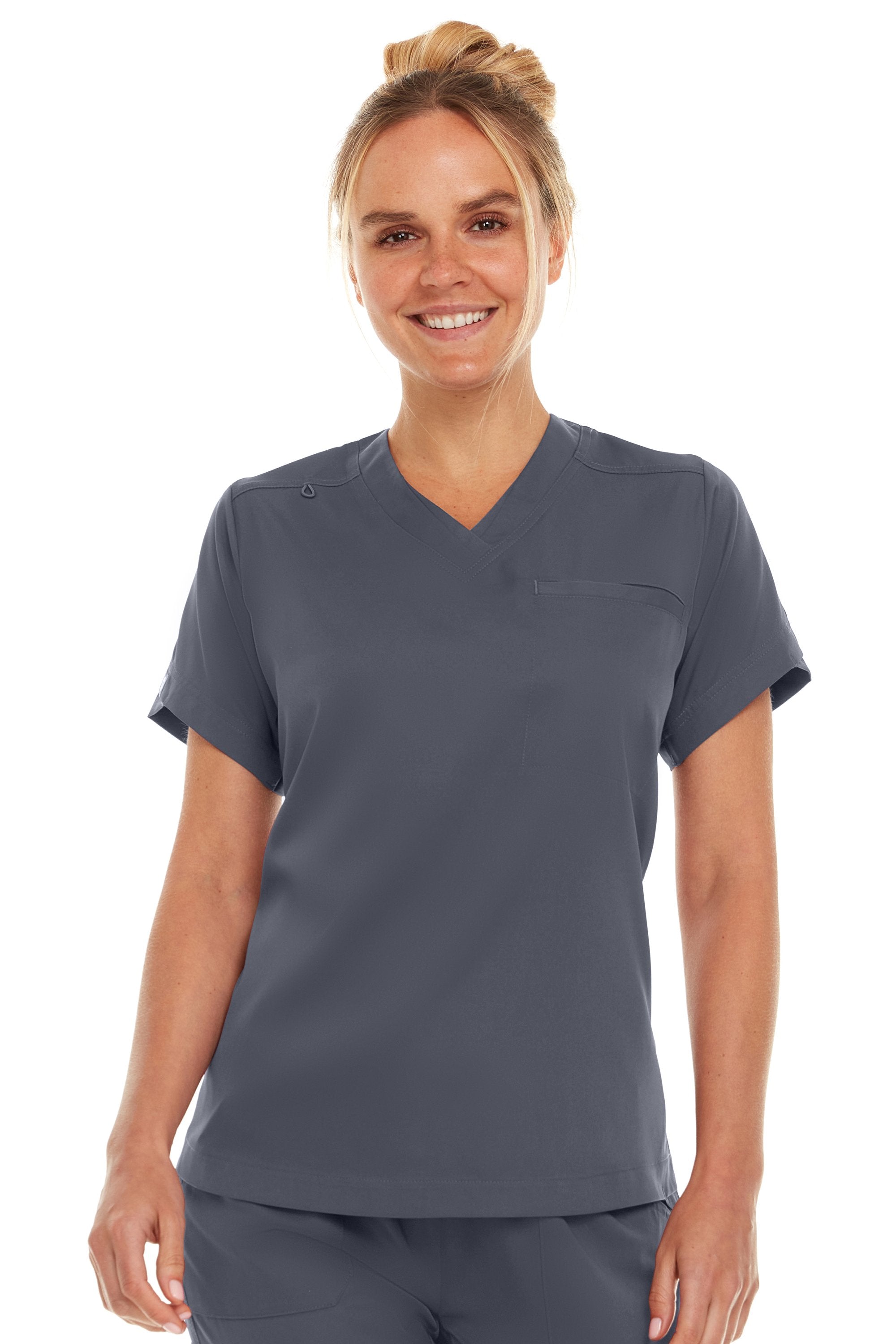 Kim - Medichic V neck Tuck in Top, Grey, Classique Scrubs