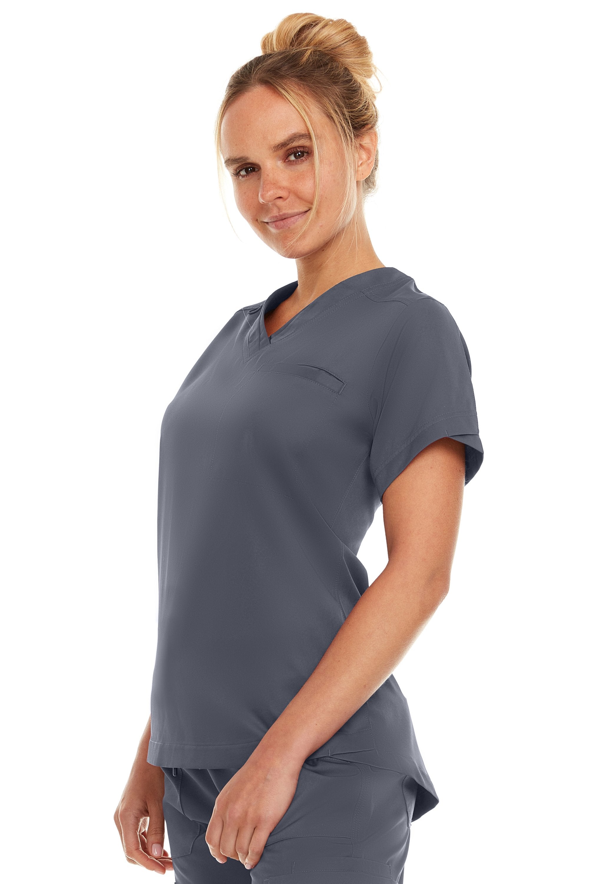 Kim - Medichic V neck Tuck in Top, Grey, Classique Scrubs