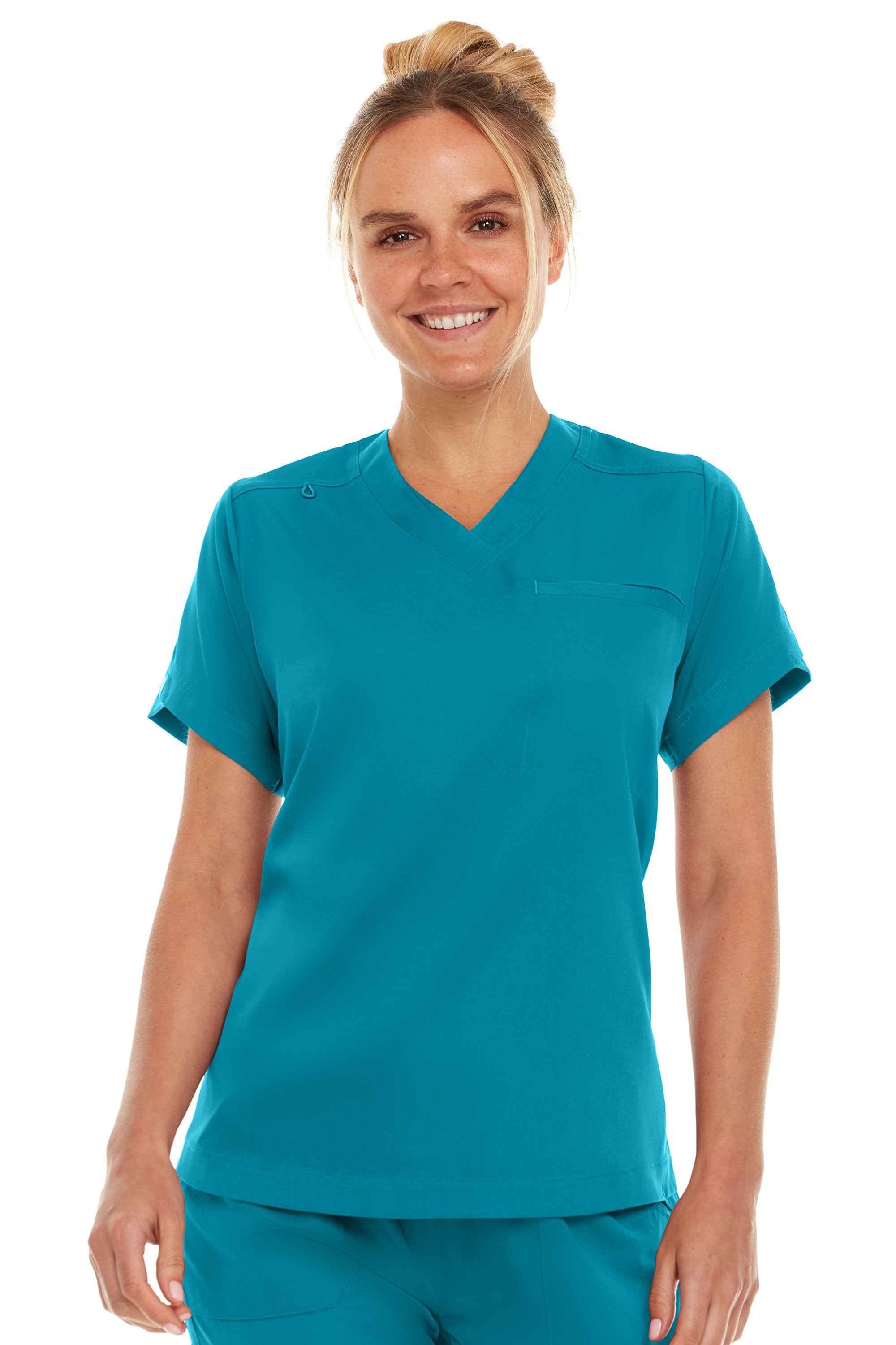 Kim - Medichic V neck Tuck in Top, Teal, Classique Scrubss