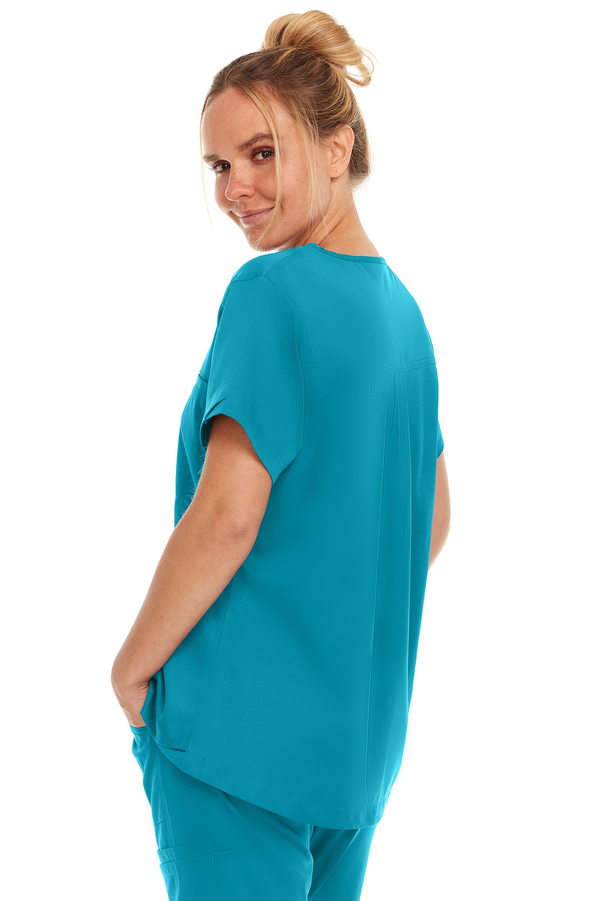 Kim - Medichic V neck Tuck in Top, Teal, Classique Scrubss