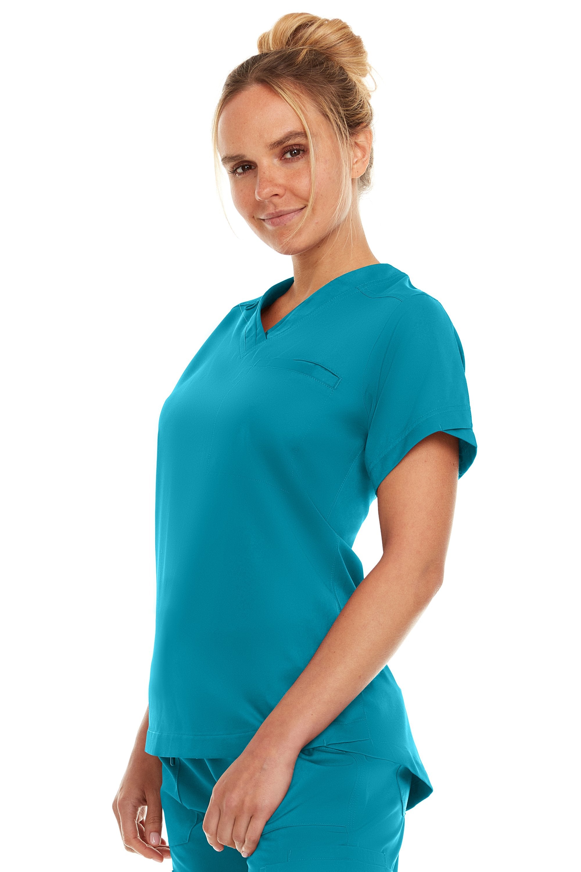 Kim - Medichic V neck Tuck in Top, Teal, Classique Scrubss