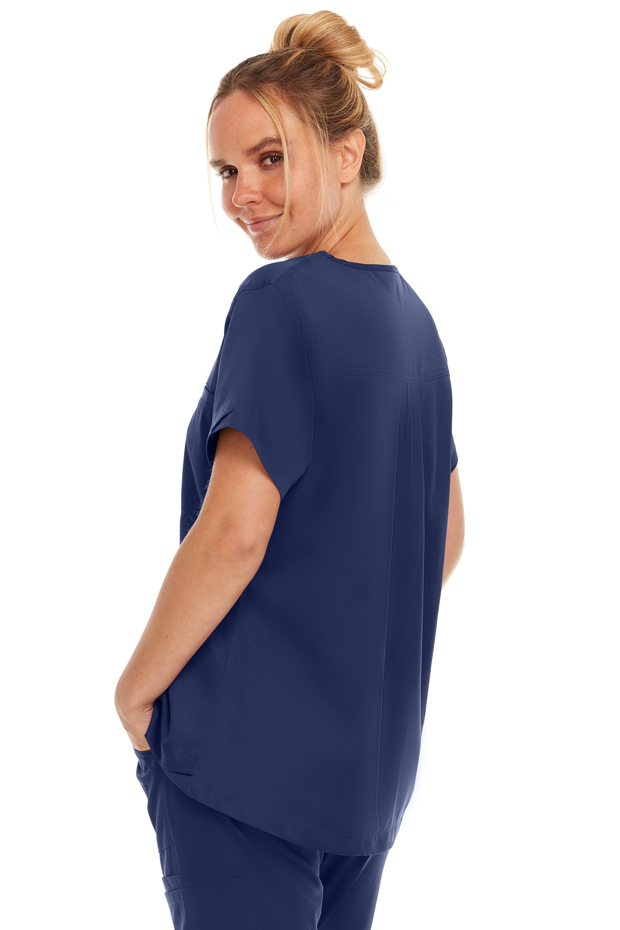 Kim - Medichic V neck Tuck in Top, Galaxy, Classique Scrubs