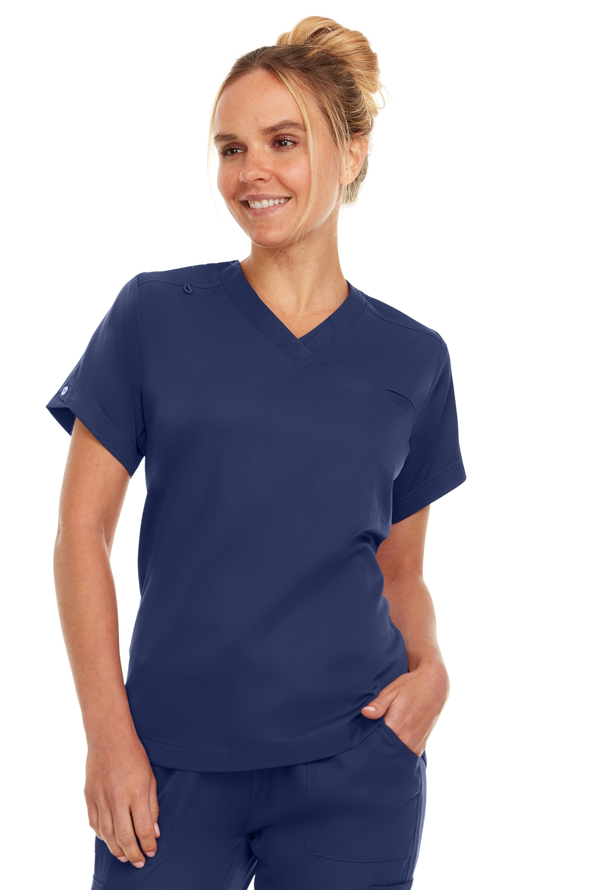 Kim - Medichic V neck Tuck in Top, Galaxy, Classique Scrubs